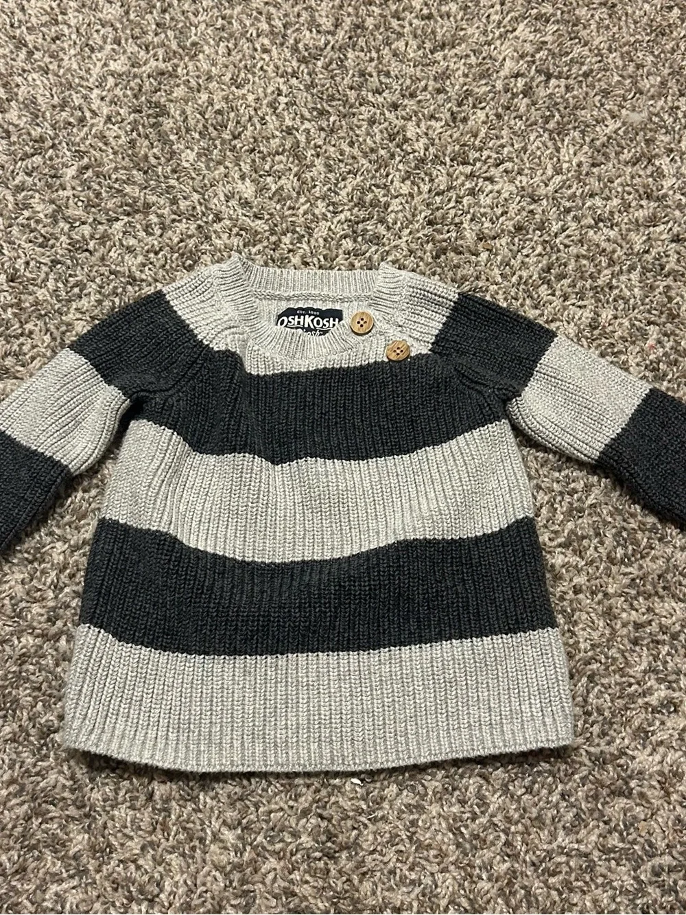 OshKosh B'gosh Black and Light Gray Striped Crewneck Sweater